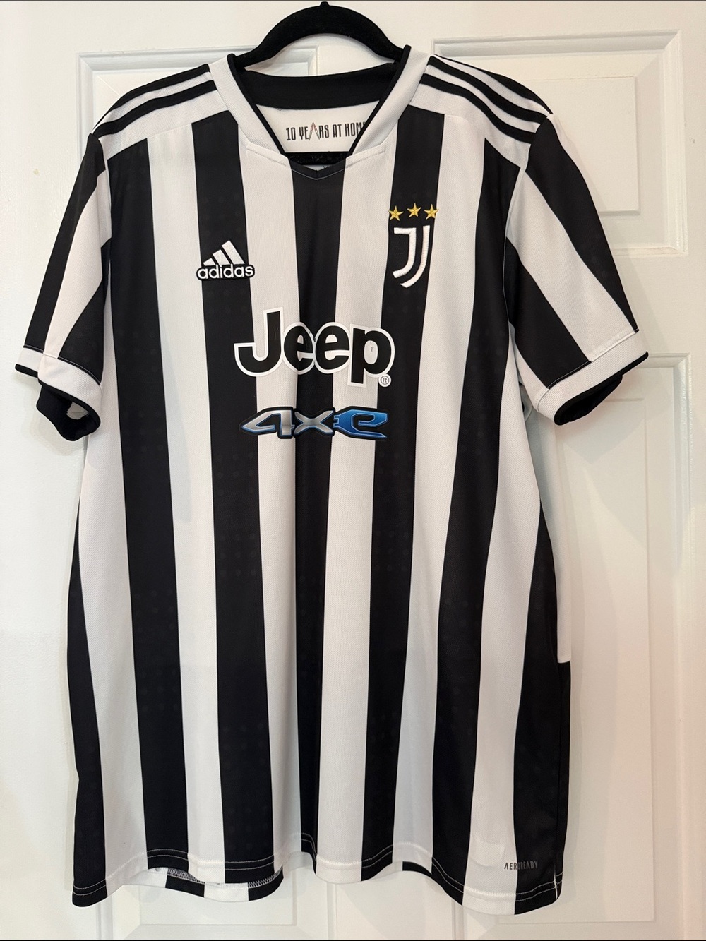 adidas Black and White Striped Soccer Jersey